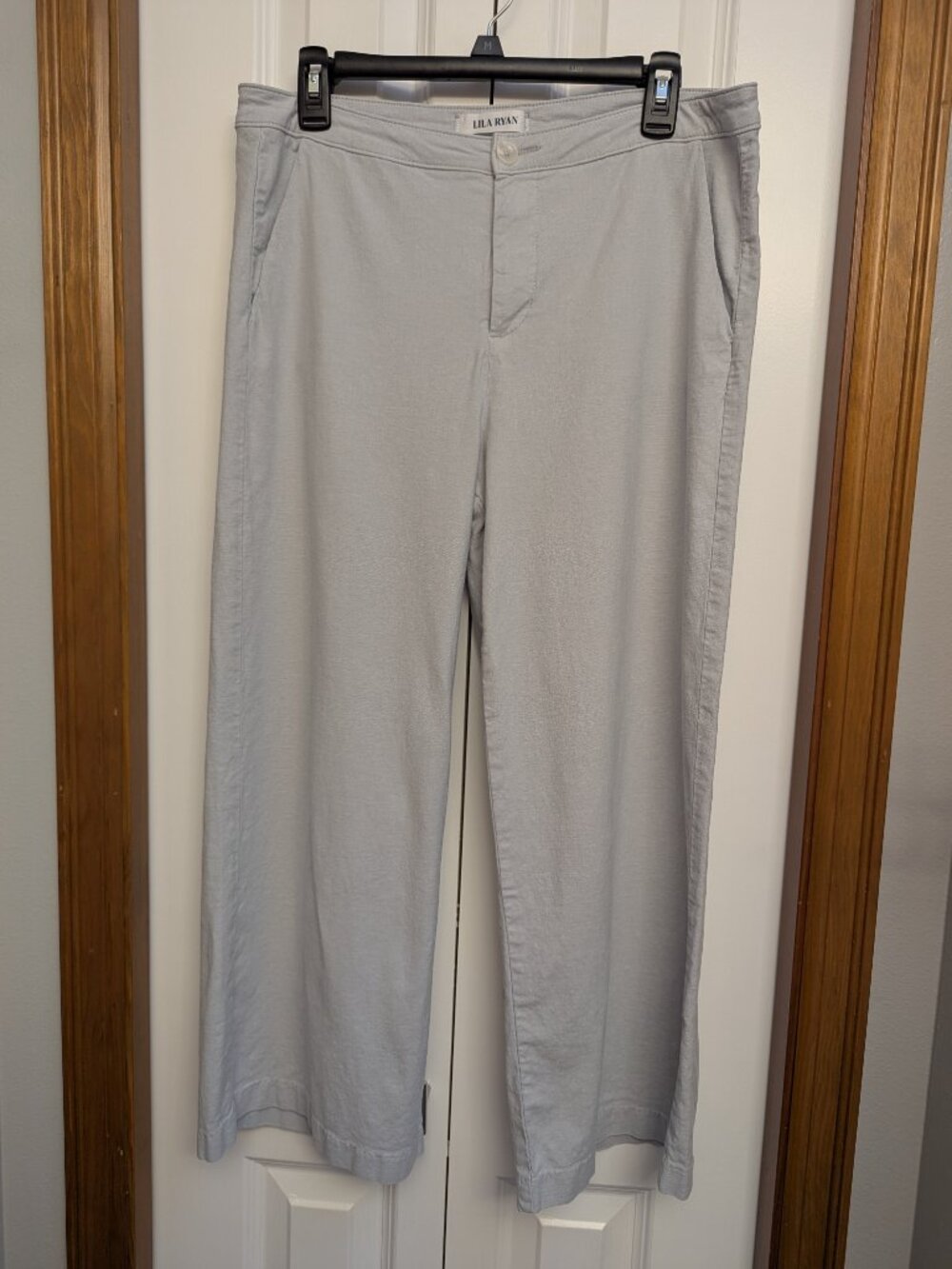 Lila Ryan Andi Linen Blend Wide Leg Crop Pants - Light Grey Size 12